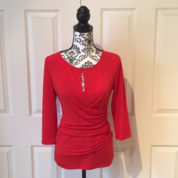 New York & Company Tops - Red Ruched Blouse